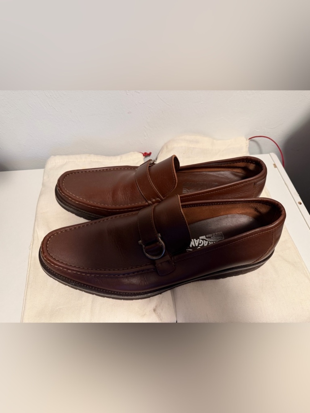 Salvatore Ferragamo Men's Chestnut Brown Leather Penny Loafers